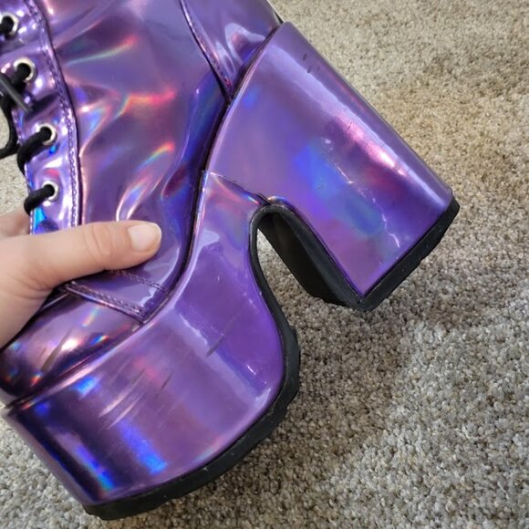 Demonia Camel Platforms Holo Purple - sz 6 - EUC - Picture 4 of 6